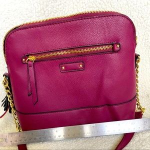 Burgundy purse with shoulder strap